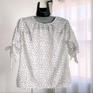 Polka Dots Tie Sleeves Blouse